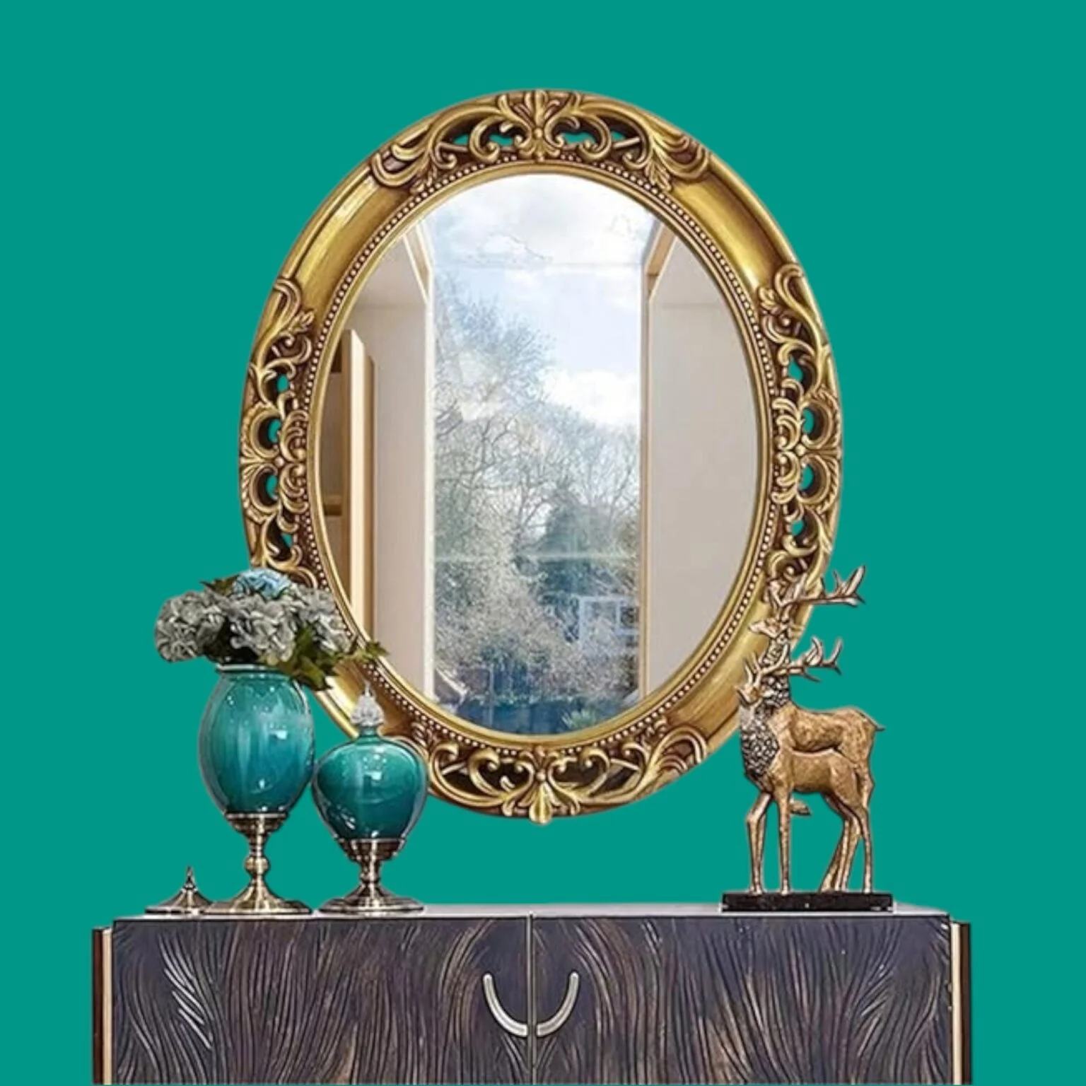 Antique gold vanity mirror